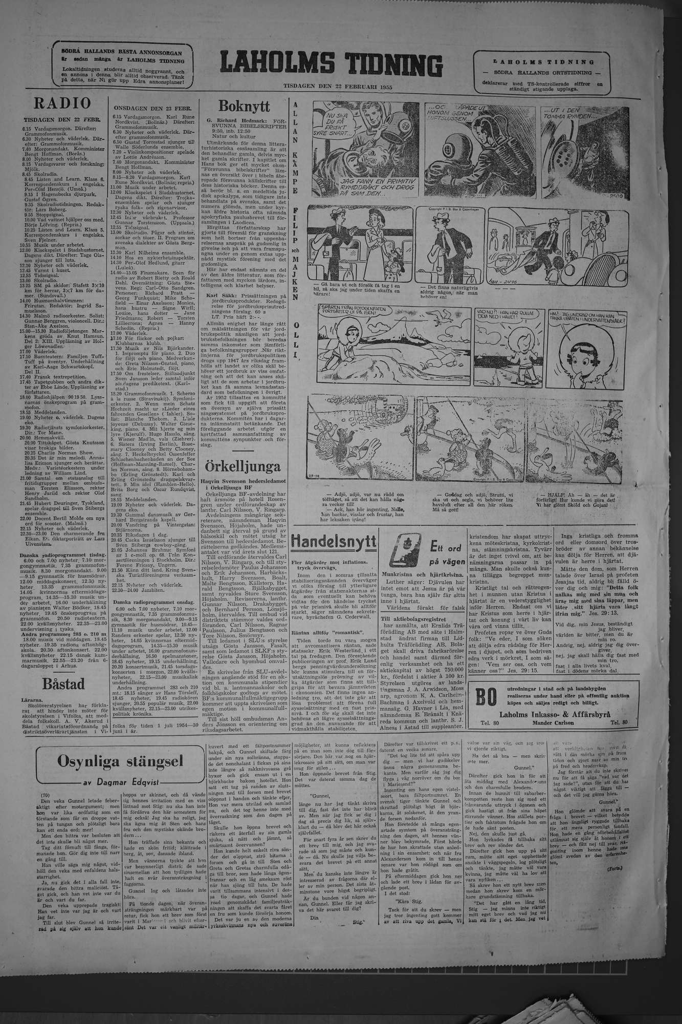 Laholms Tidning Tisdag 22 februari 1955, sida 6
