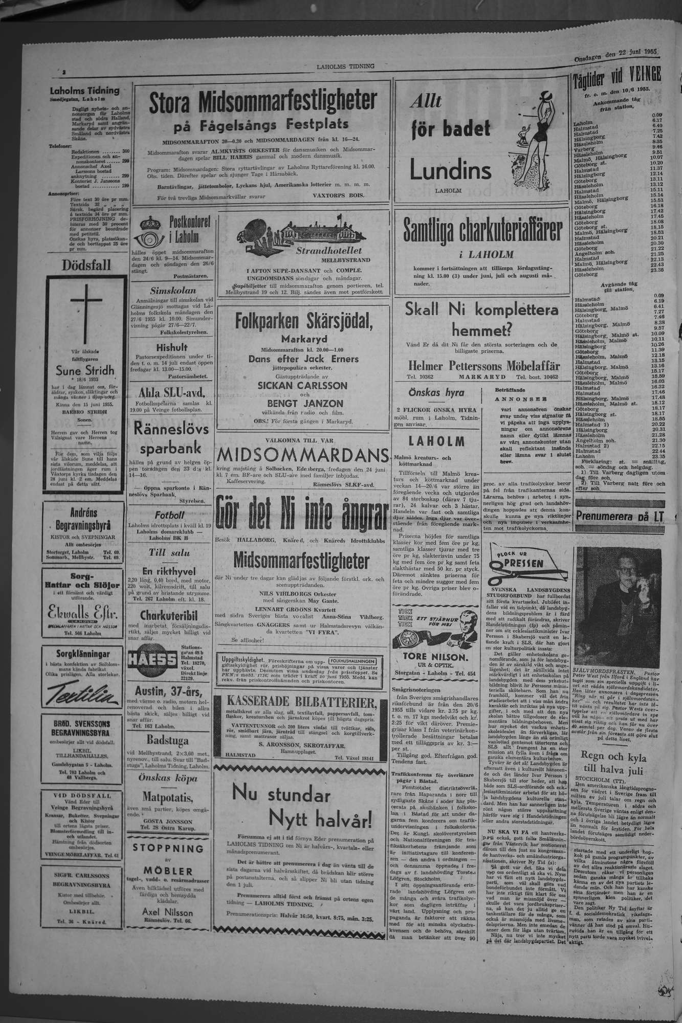 Laholms Tidning Onsdag 22 juni 1955, sida 2