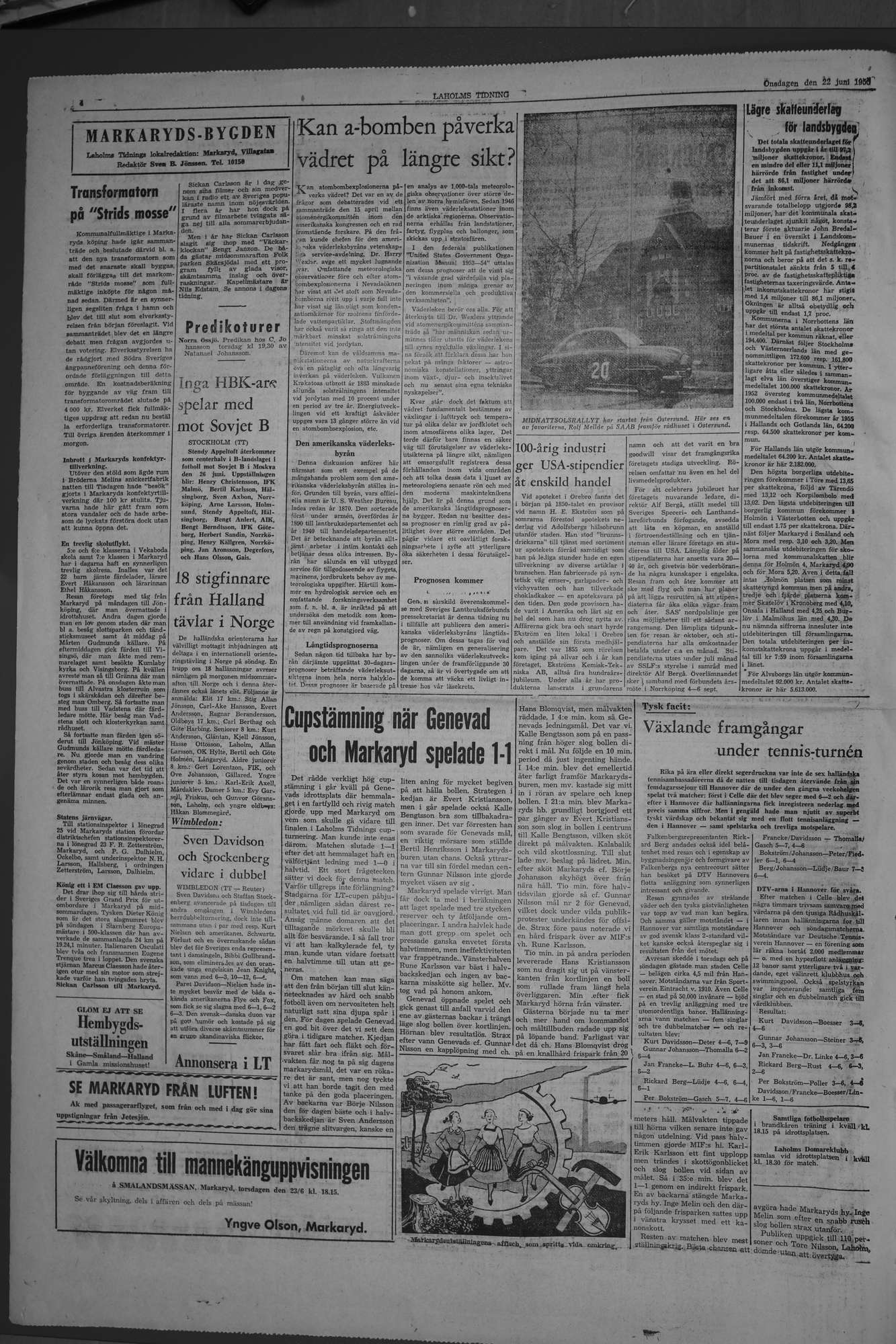 Laholms Tidning Onsdag 22 juni 1955, sida 4