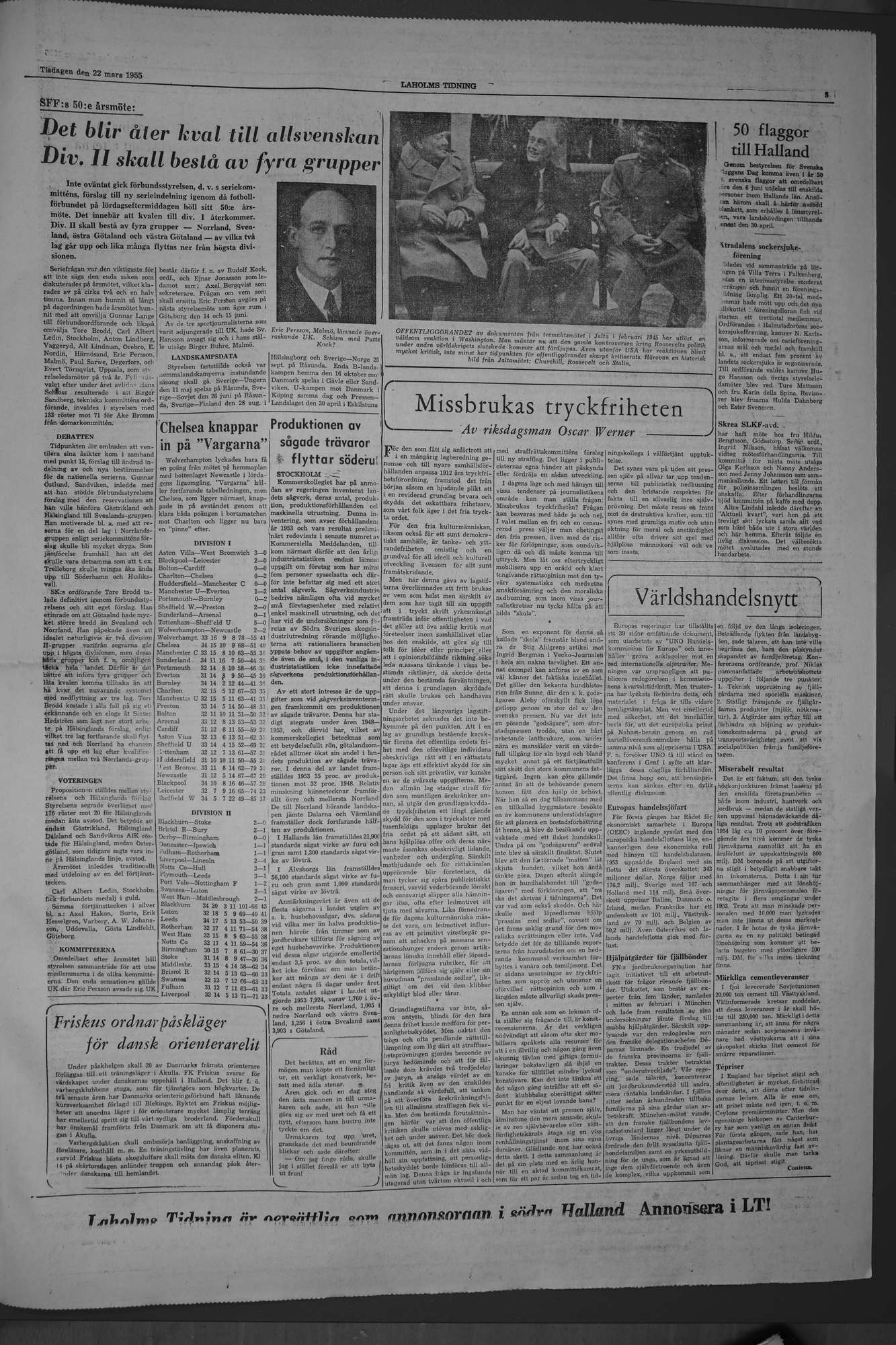 Laholms Tidning Tisdag 22 mars 1955, sida 5