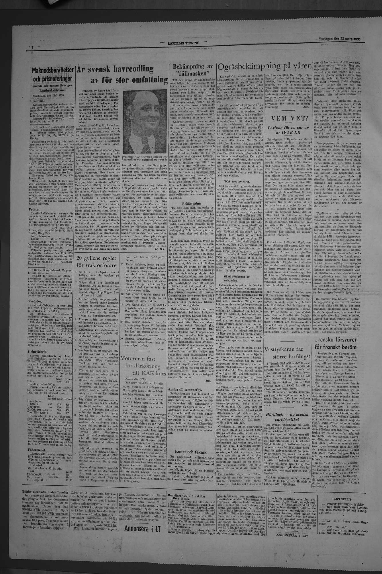 Laholms Tidning Tisdag 22 mars 1955, sida 6