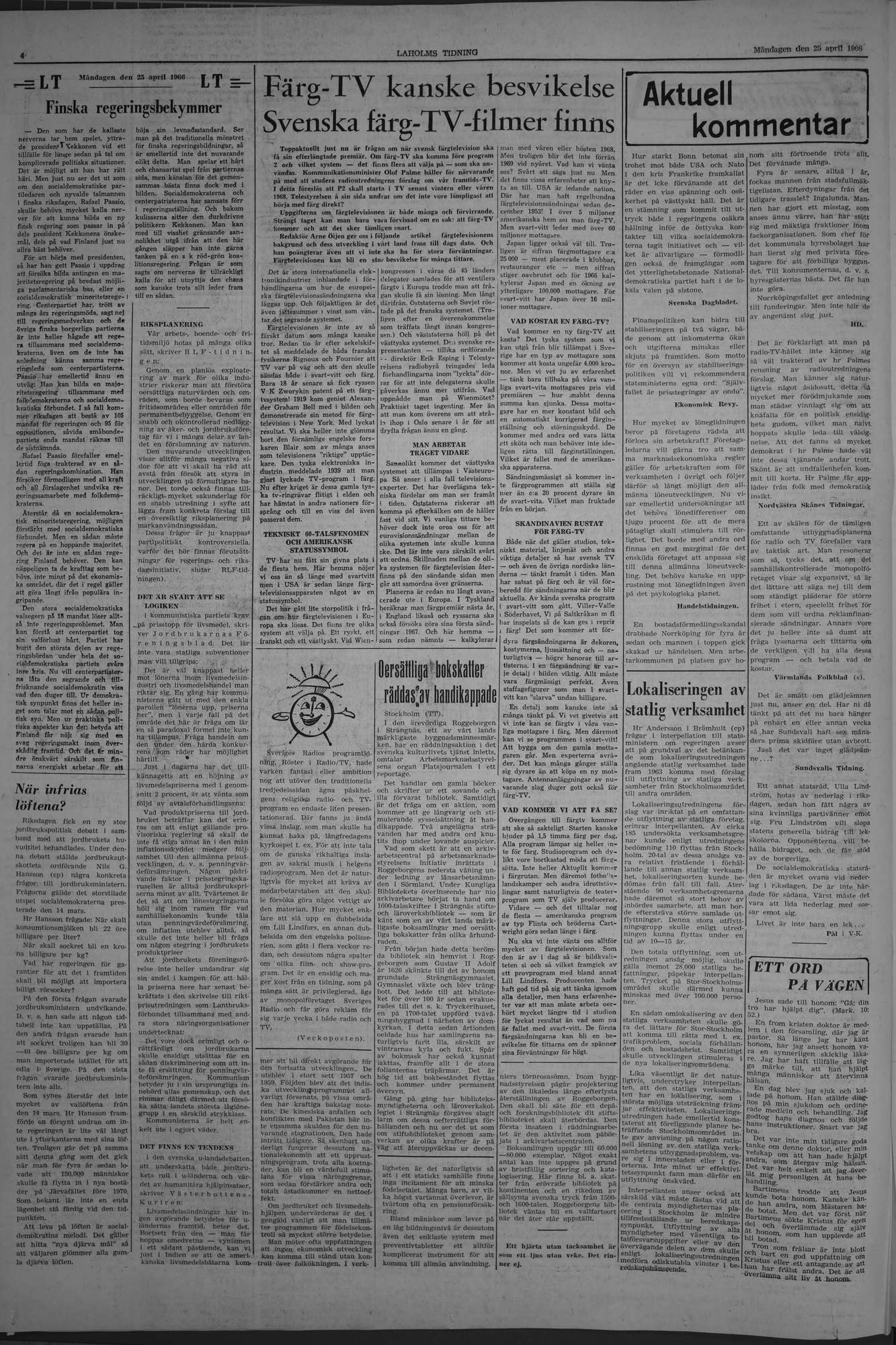 Laholms Tidning Måndag 25 april 1966, sida 4