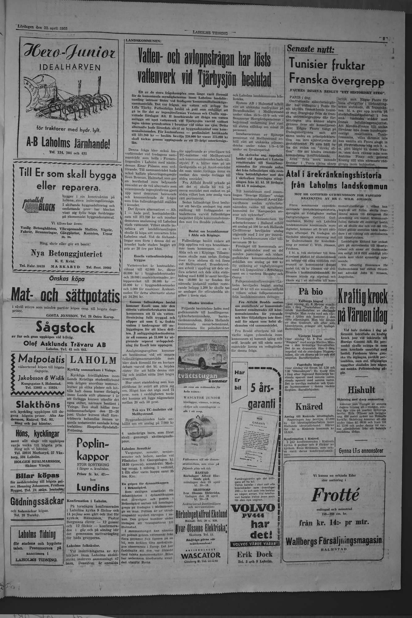 Laholms Tidning Lördag 23 april 1955, sida 3