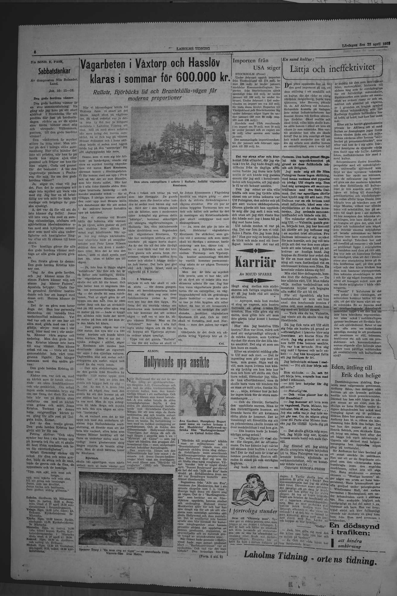 Laholms Tidning Lördag 23 april 1955, sida 6