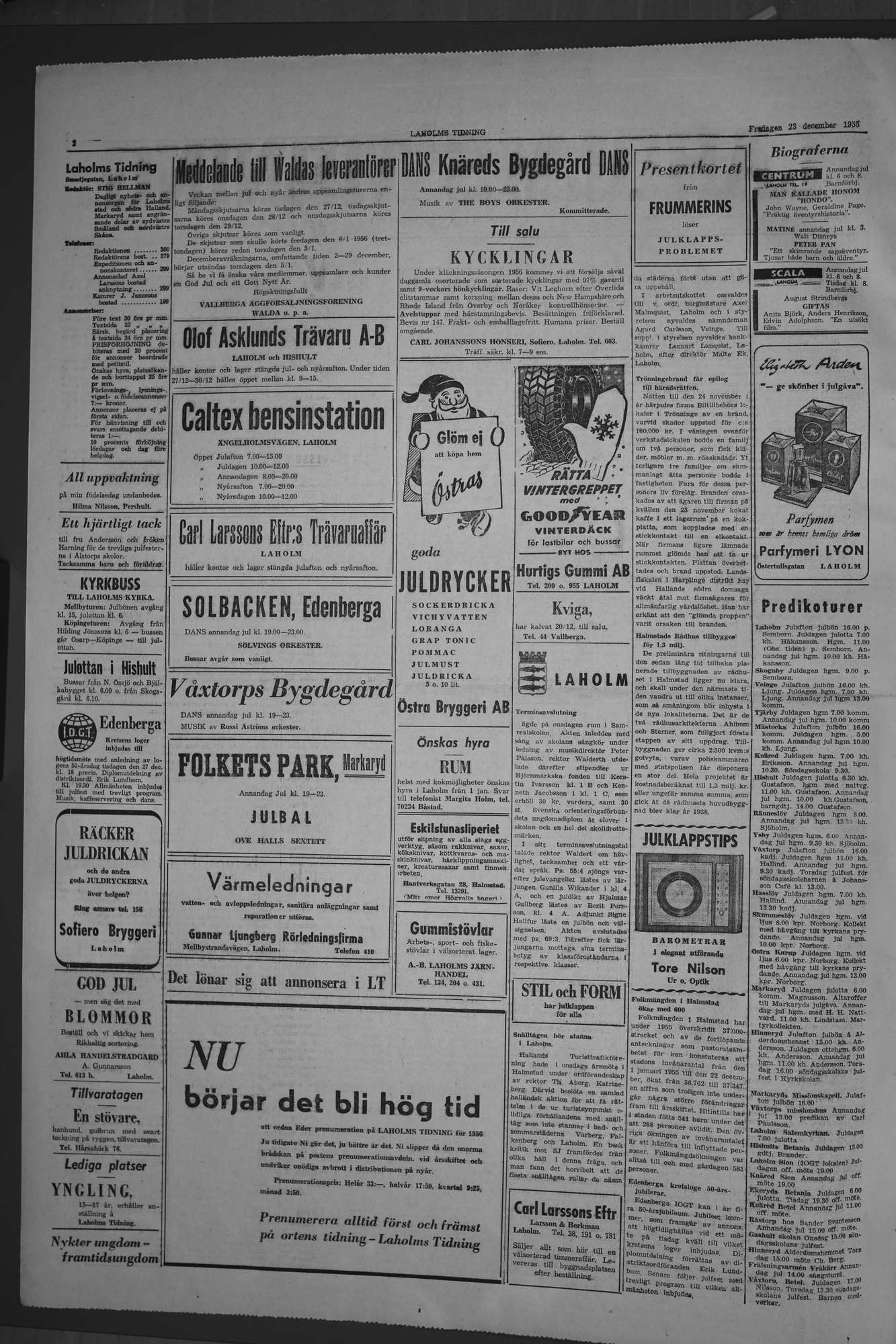 Laholms Tidning Fredag 23 december 1955, sida 2