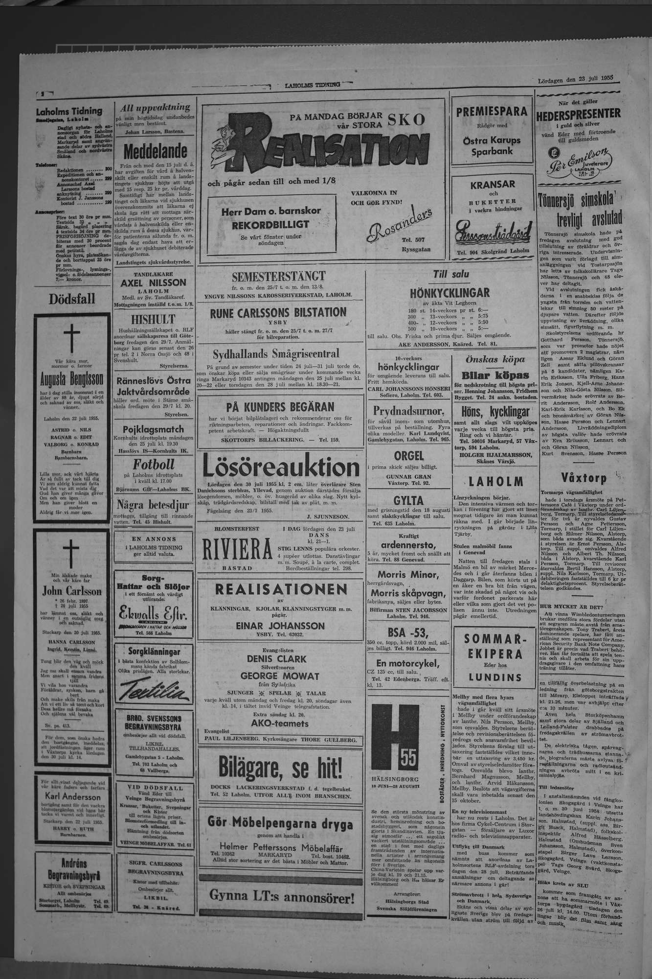 Laholms Tidning Lördag 23 juli 1955, sida 2