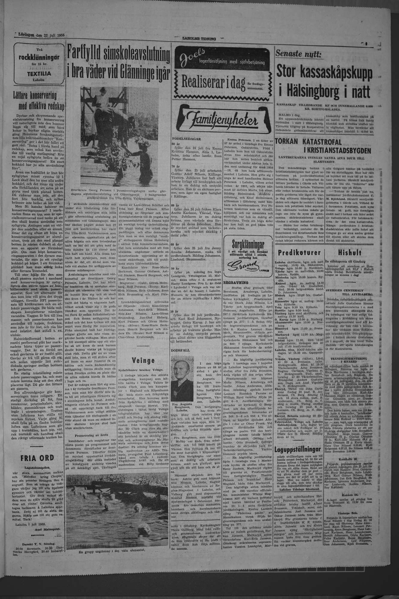 Laholms Tidning Lördag 23 juli 1955, sida 3