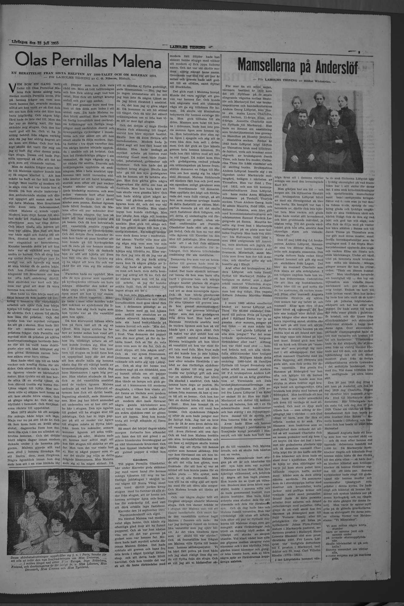 Laholms Tidning Lördag 23 juli 1955, sida 5