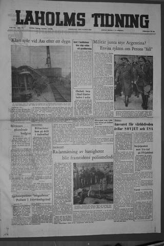 Förstasidan, Torsdag 23 juni 1955