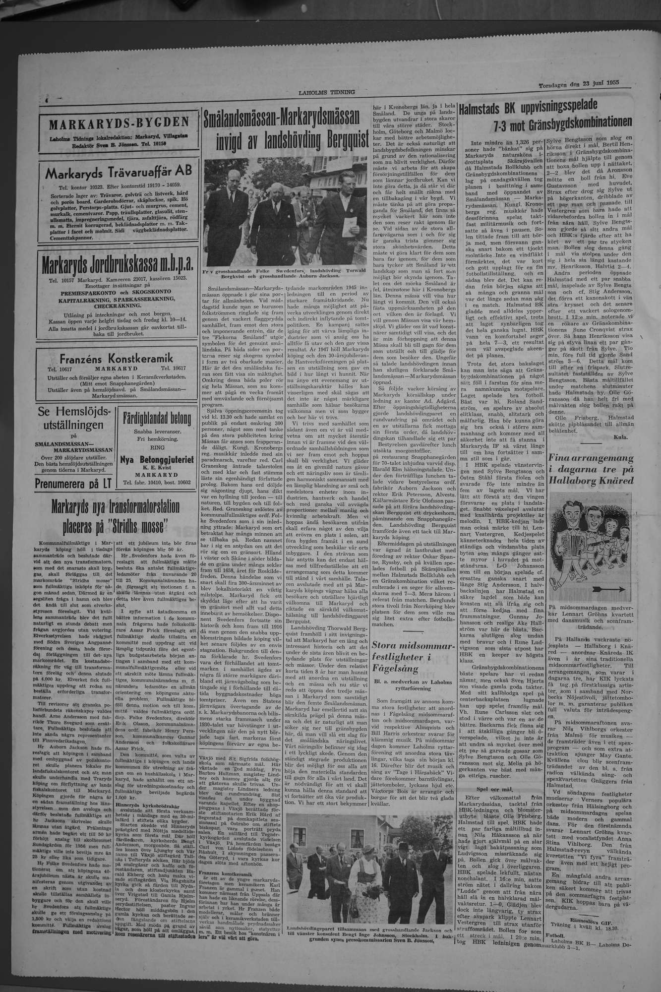 Laholms Tidning Torsdag 23 juni 1955, sida 4