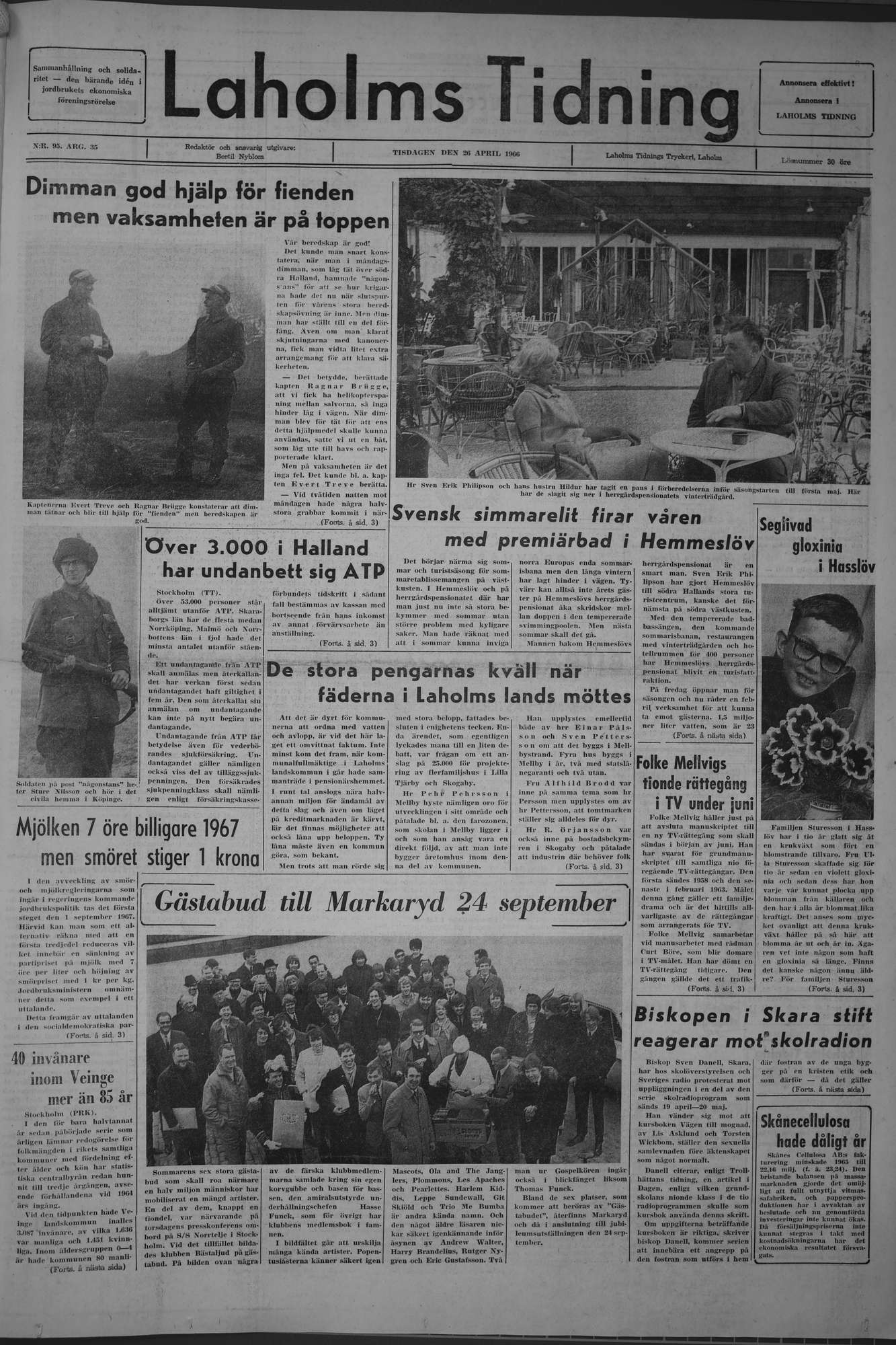 Laholms Tidning Tisdag 26 april 1966, sida 1