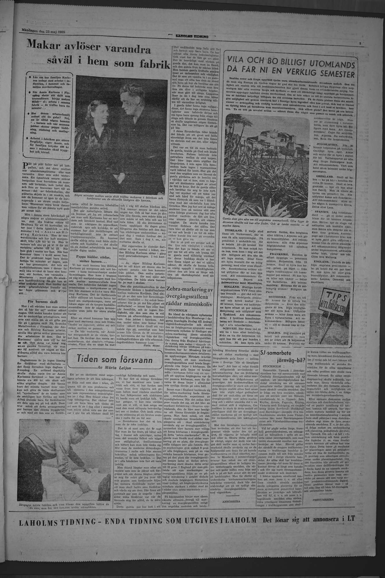 Laholms Tidning Måndag 23 maj 1955, sida 5