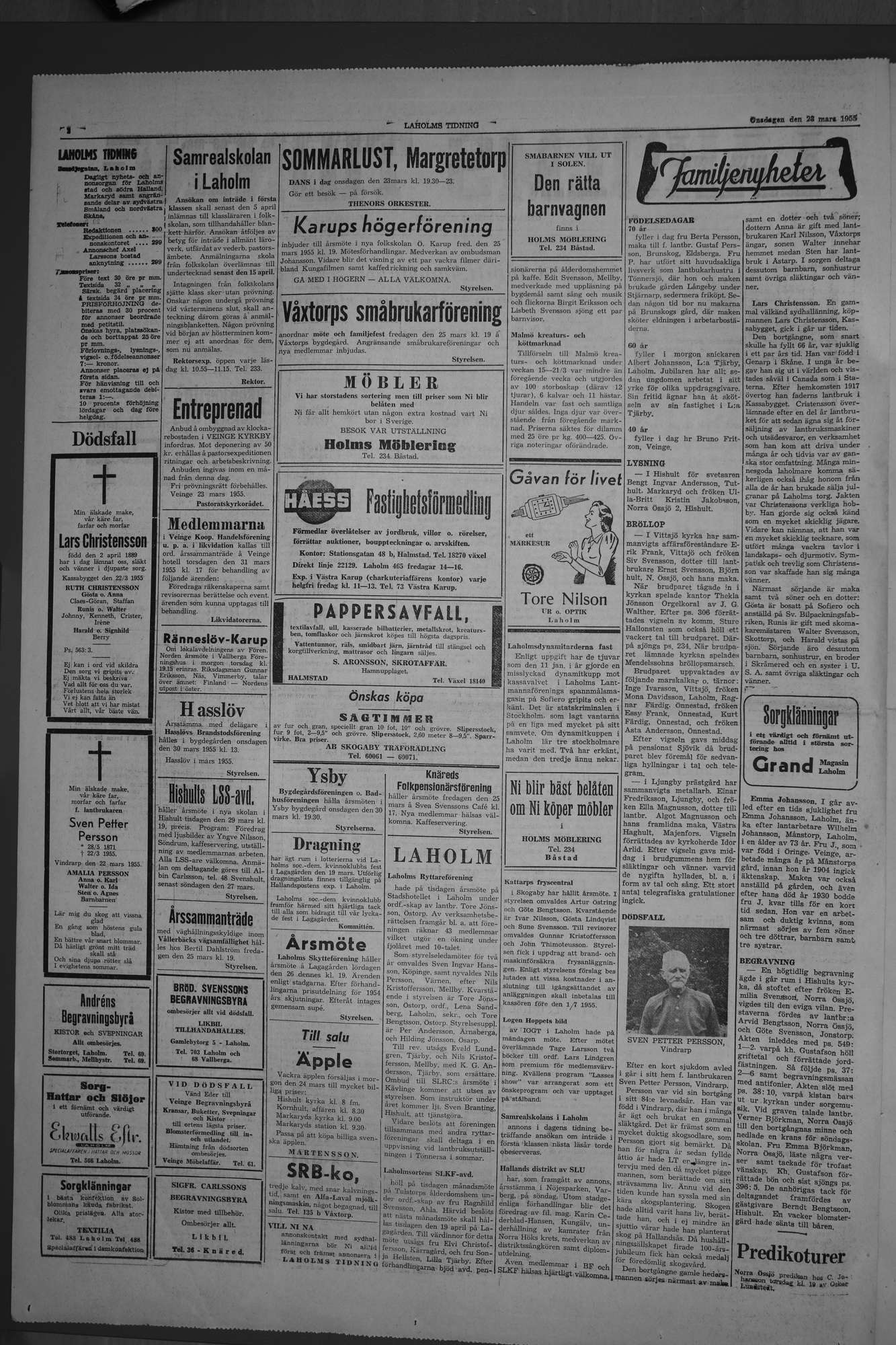 Laholms Tidning Onsdag 23 mars 1955, sida 2