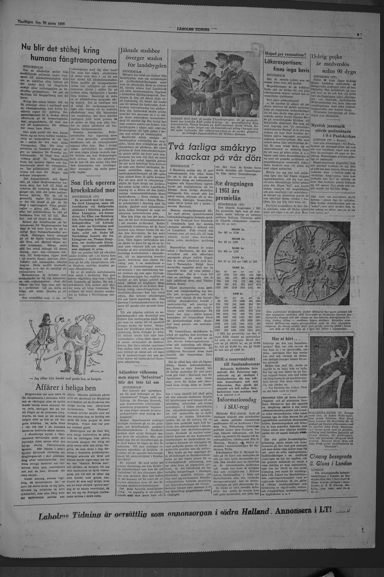 Laholms Tidning Onsdag 23 mars 1955, sida 5