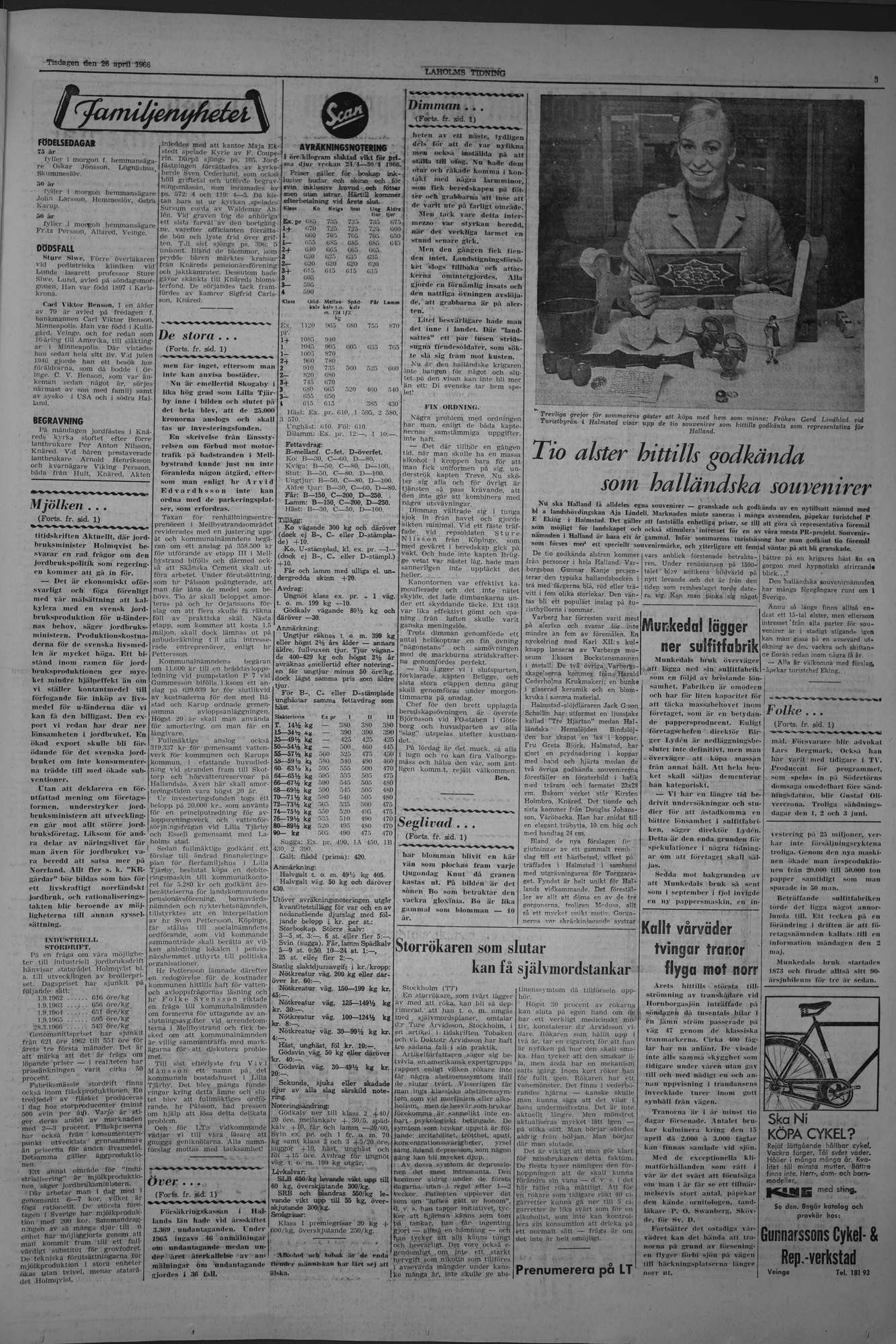 Laholms Tidning Tisdag 26 april 1966, sida 3