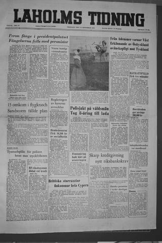 Förstasidan, Fredag 23 september 1955