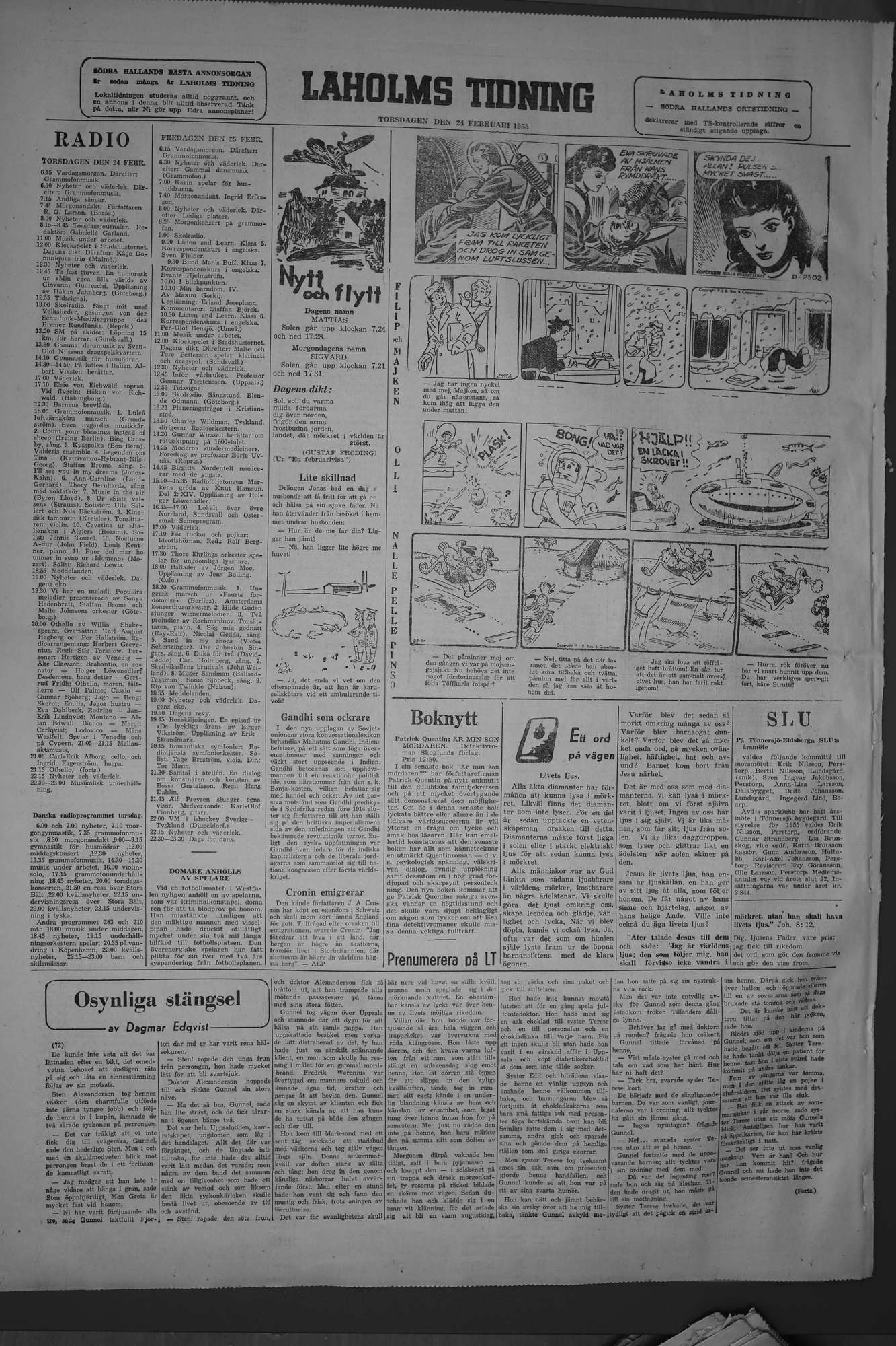 Laholms Tidning Torsdag 24 februari 1955, sida 6