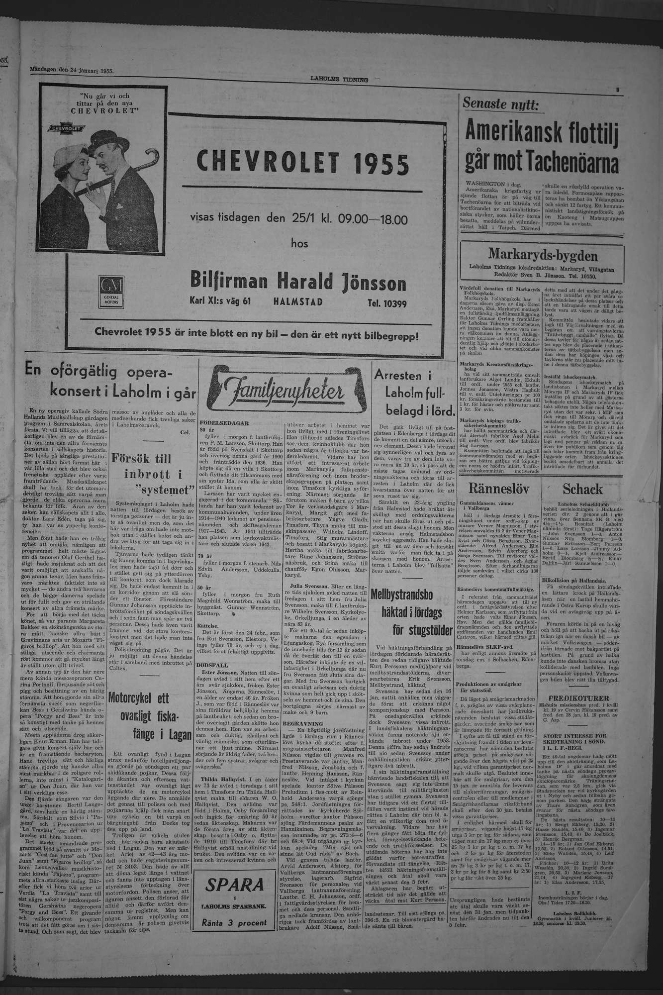 Laholms Tidning Måndag 24 januari 1955, sida 3
