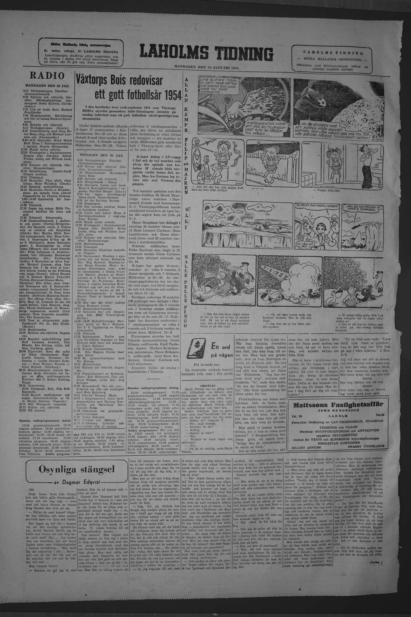 Laholms Tidning Måndag 24 januari 1955, sida 6