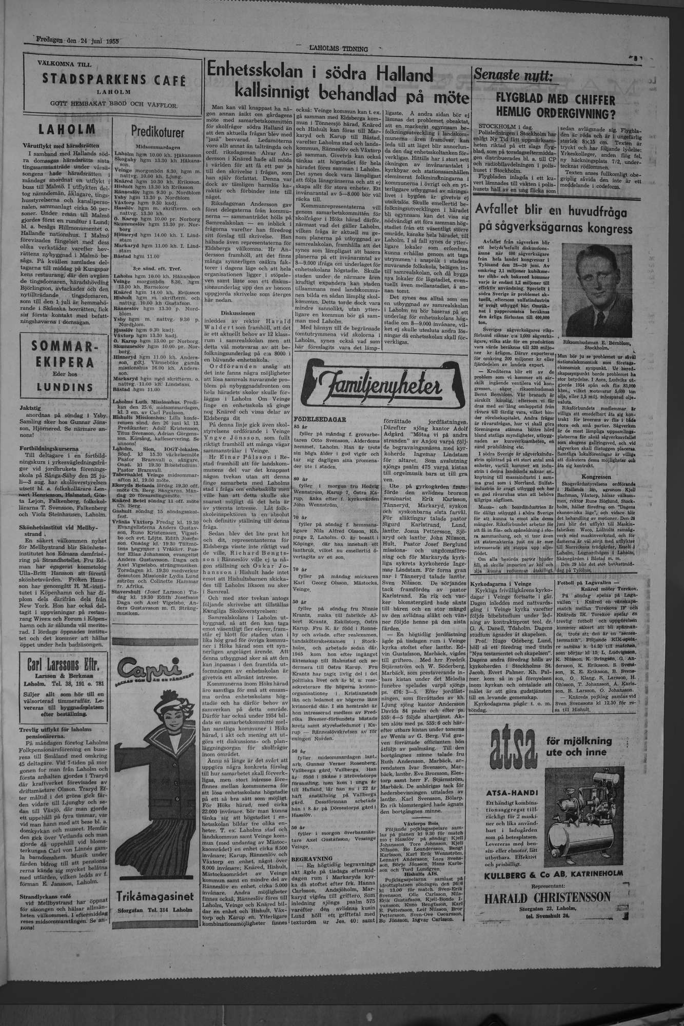 Laholms Tidning Fredag 24 juni 1955, sida 3