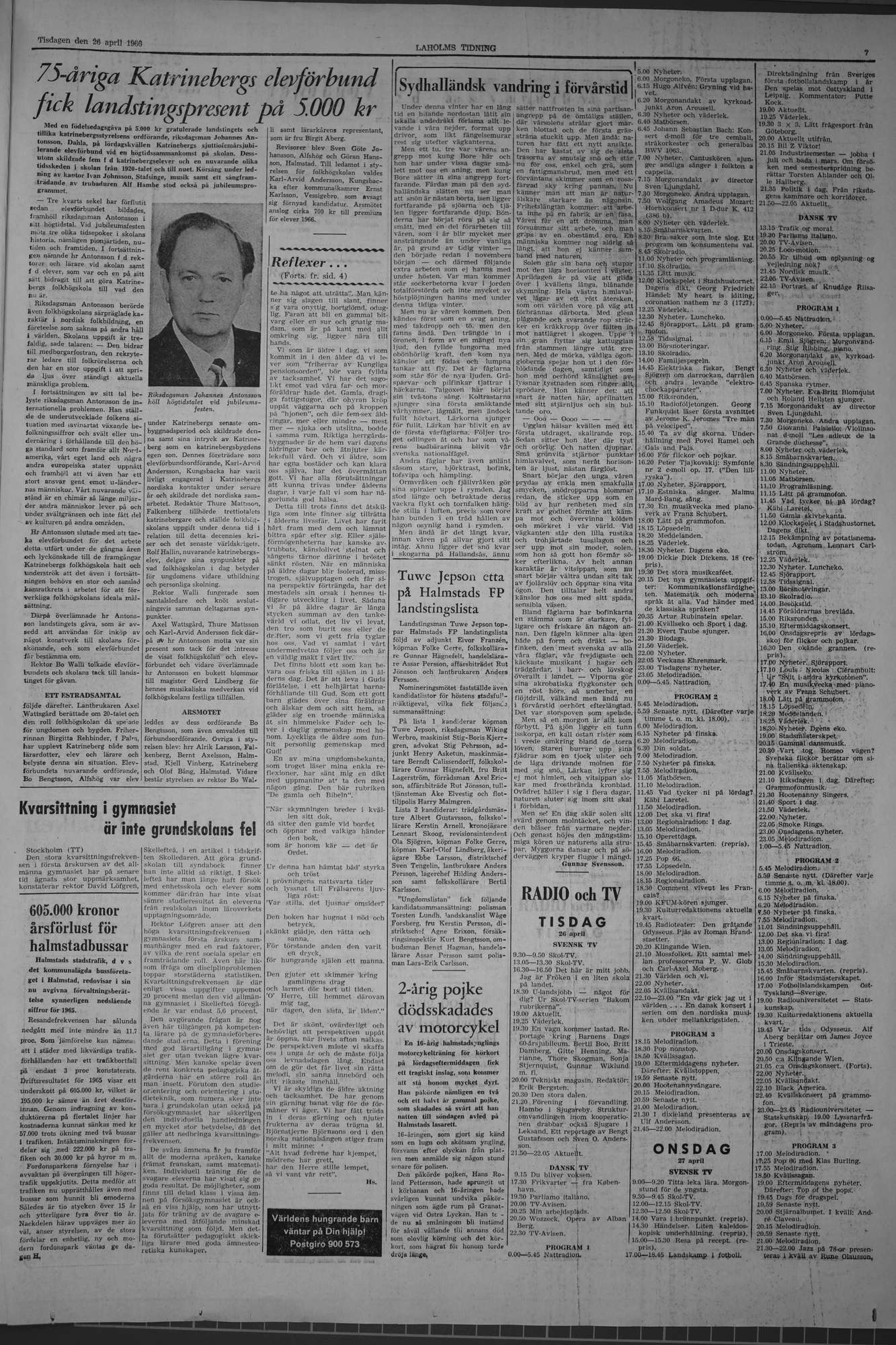 Laholms Tidning Tisdag 26 april 1966, sida 7