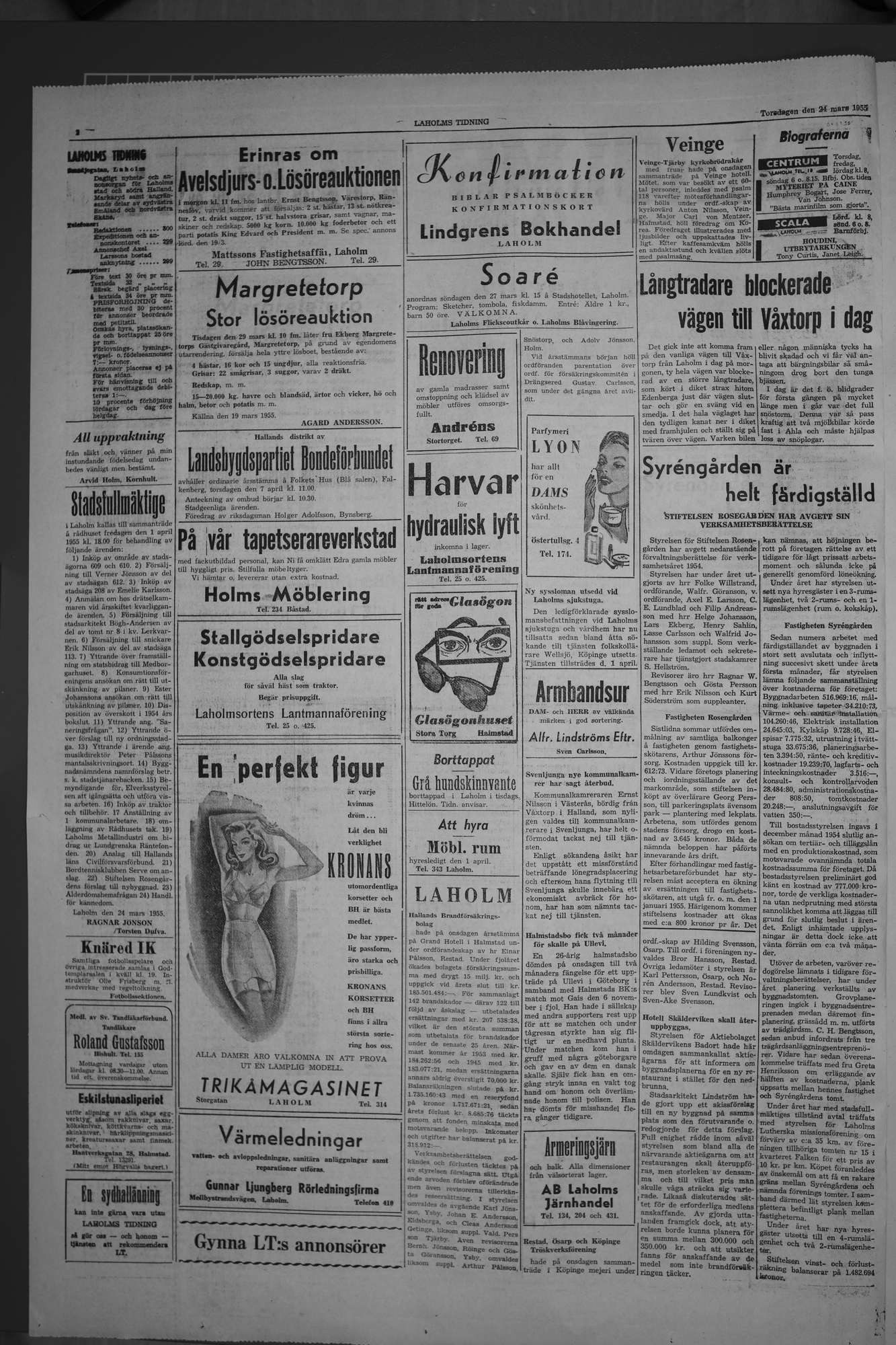 Laholms Tidning Torsdag 24 mars 1955, sida 2