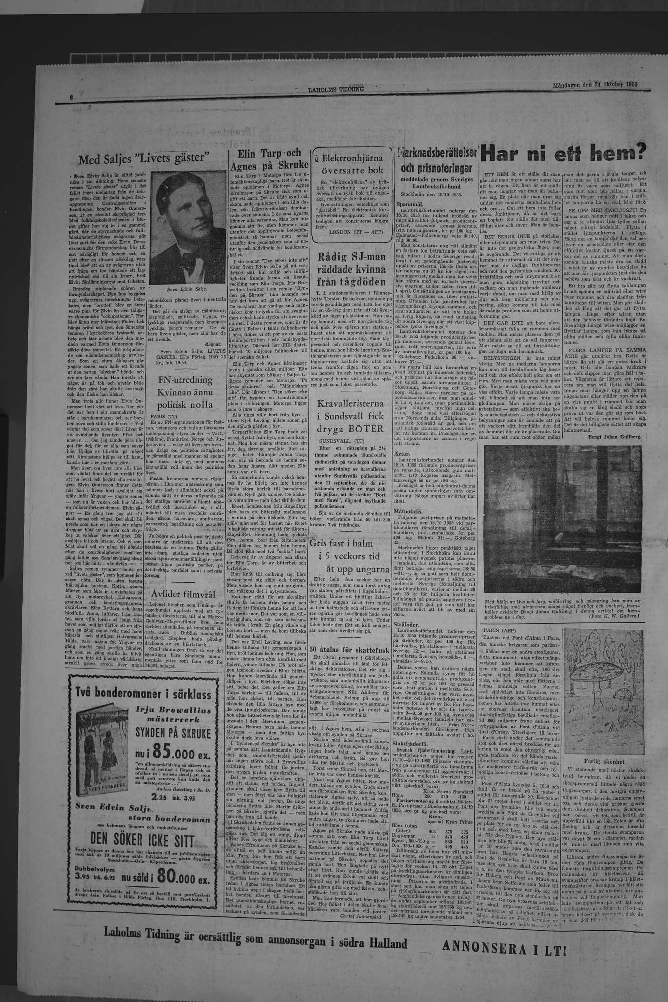 Laholms Tidning Måndag 24 oktober 1955, sida 6