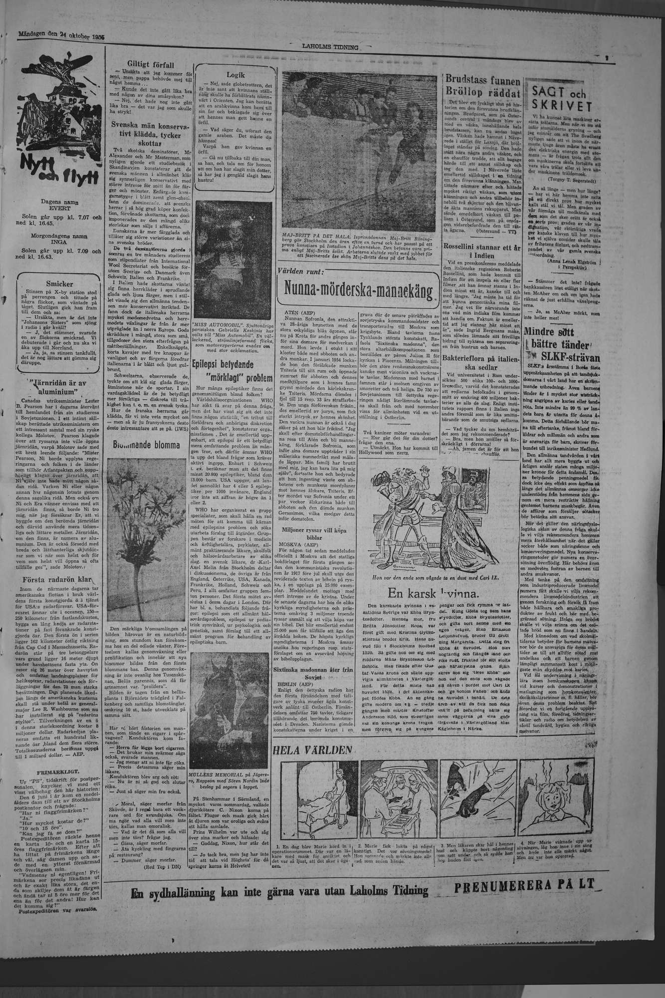 Laholms Tidning Måndag 24 oktober 1955, sida 7