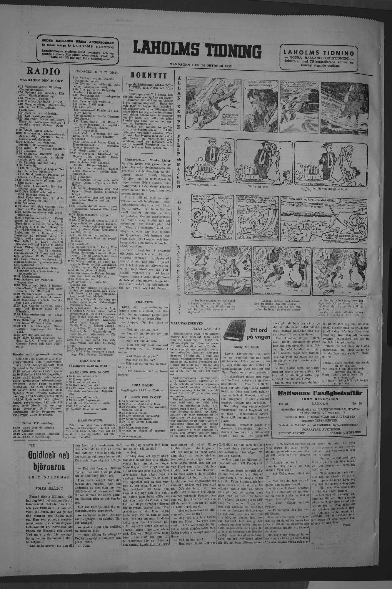 Laholms Tidning Måndag 24 oktober 1955, sida 8