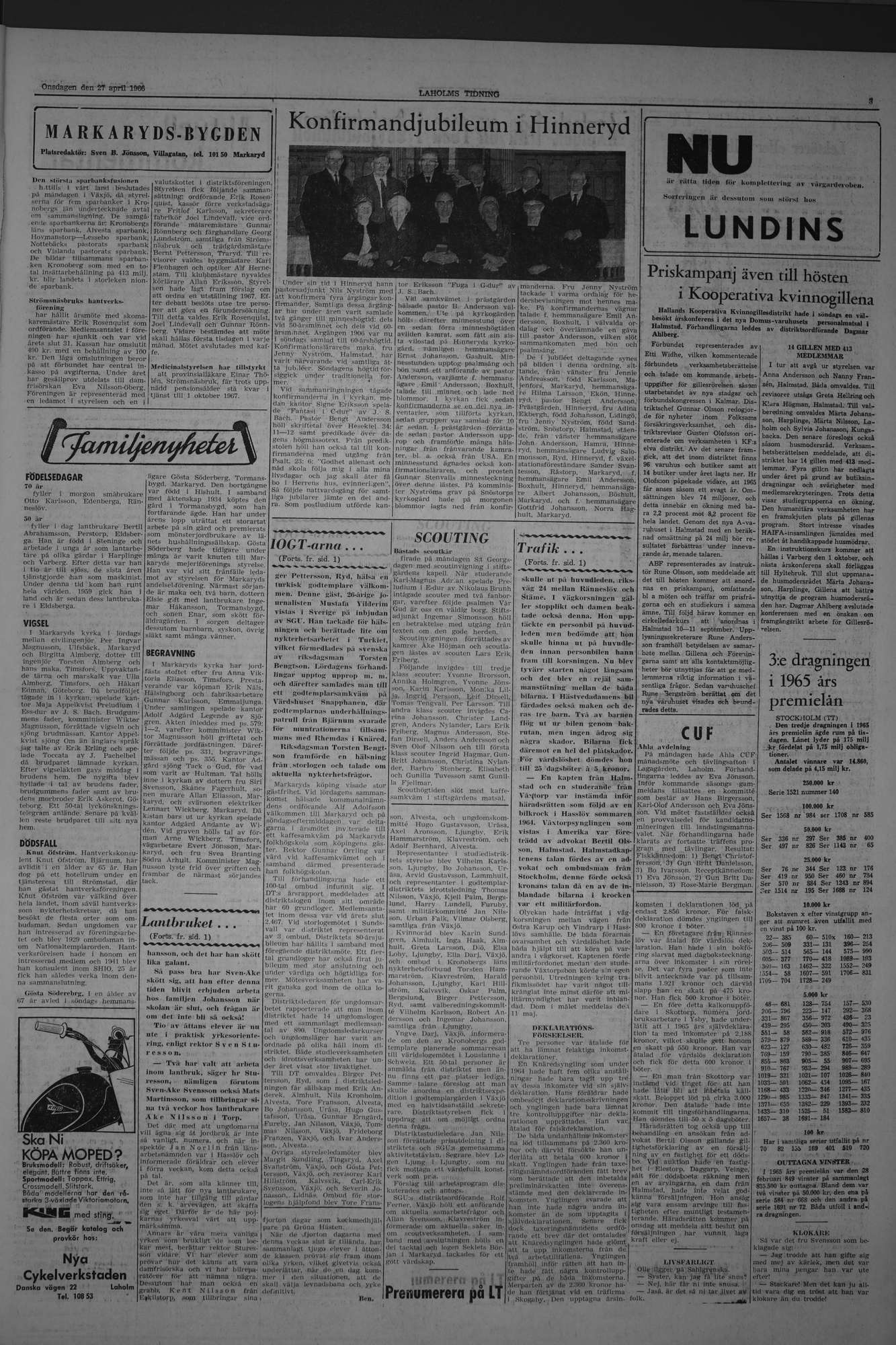 Laholms Tidning Onsdag 27 april 1966, sida 3