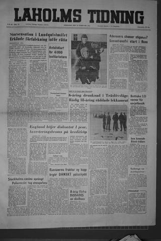 Förstasidan, Fredag 25 februari 1955