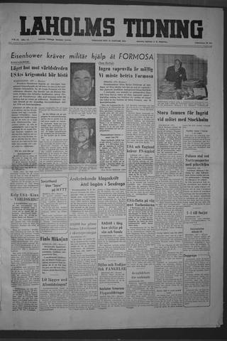 Förstasidan, Tisdag 25 januari 1955