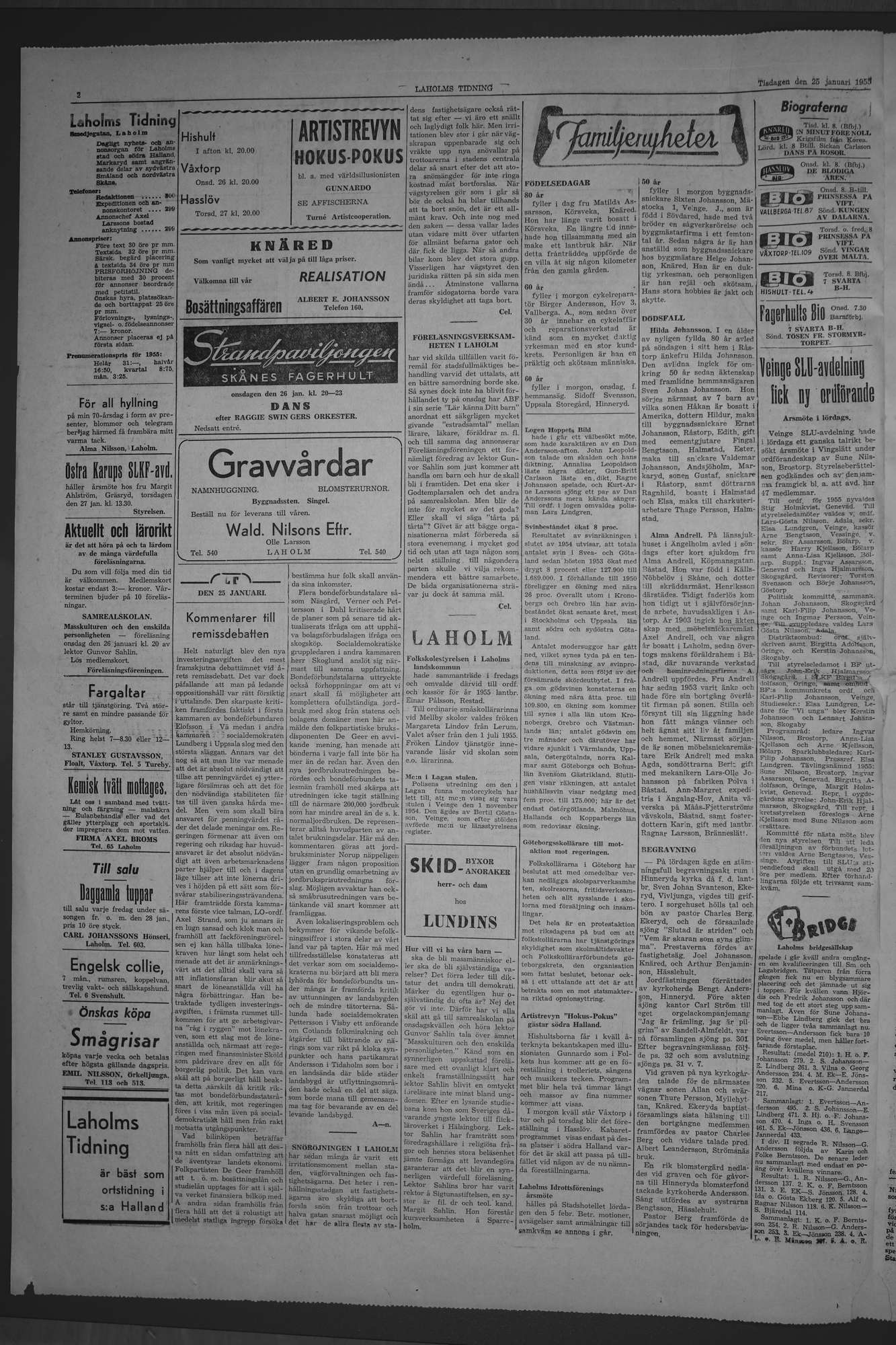 Laholms Tidning Tisdag 25 januari 1955, sida 2