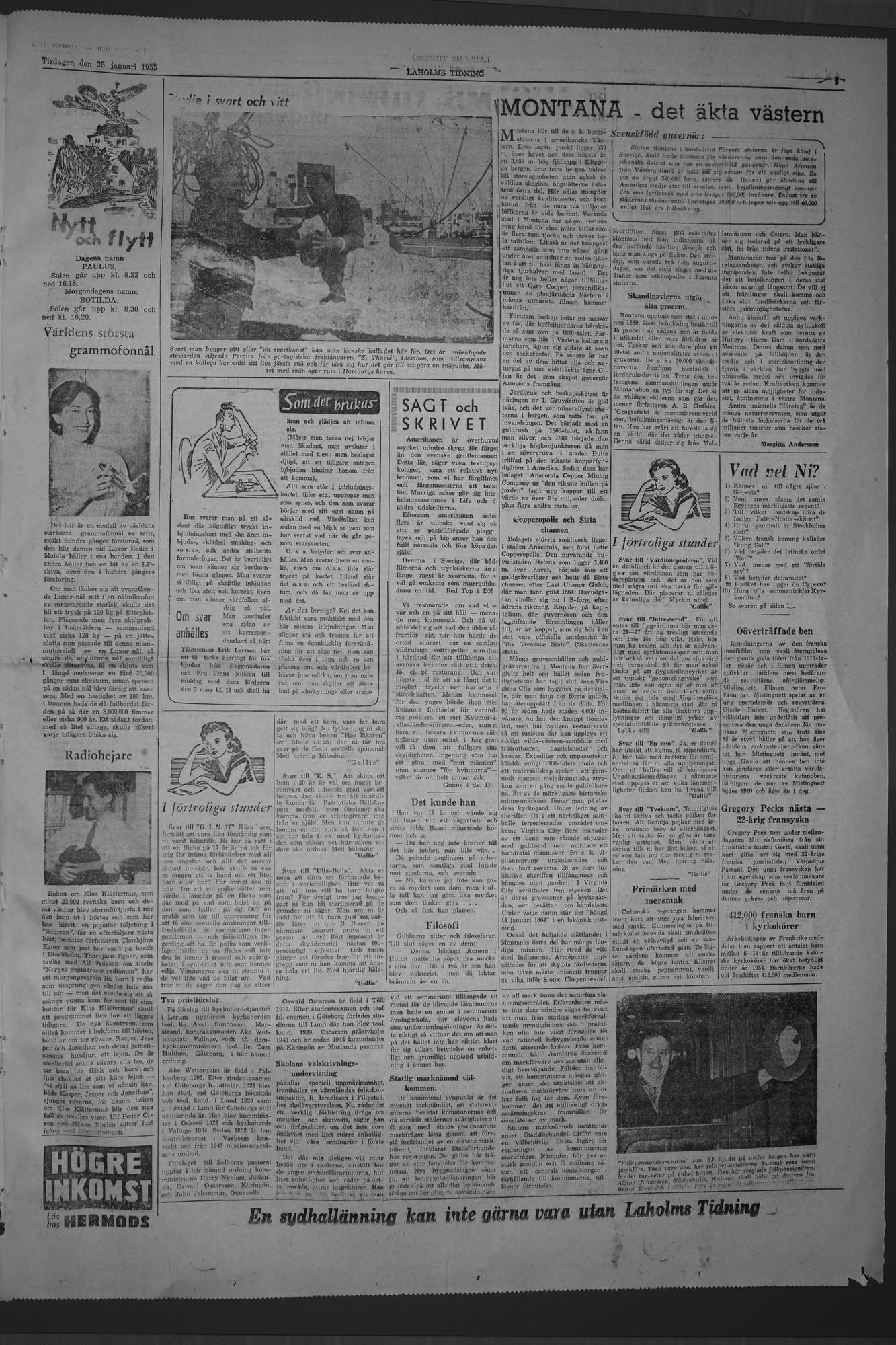 Laholms Tidning Tisdag 25 januari 1955, sida 5