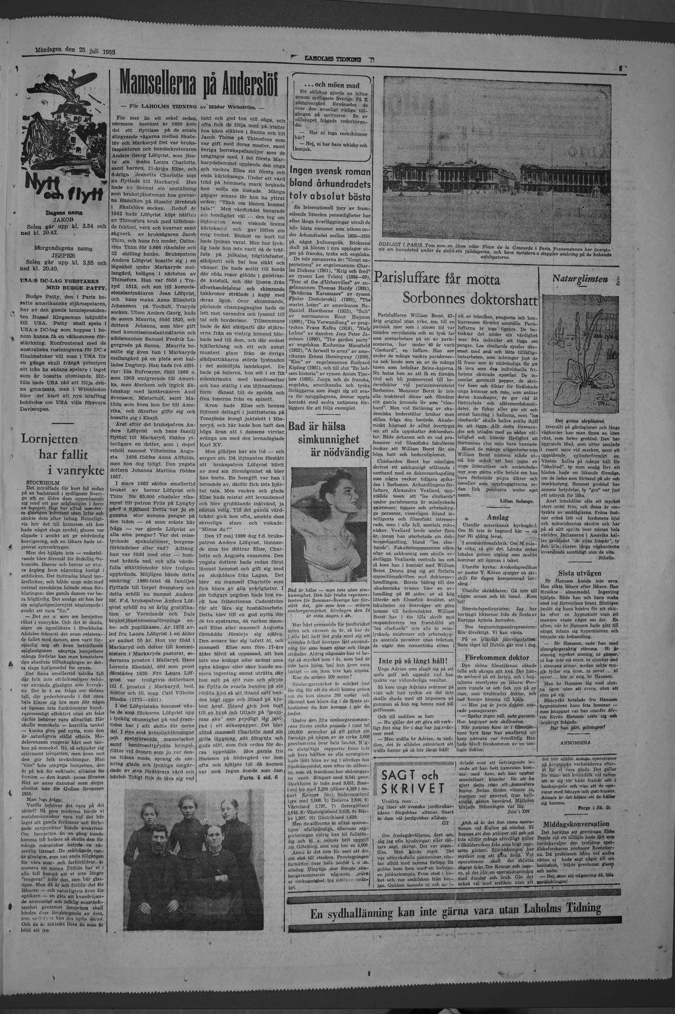 Laholms Tidning Måndag 25 juli 1955, sida 7