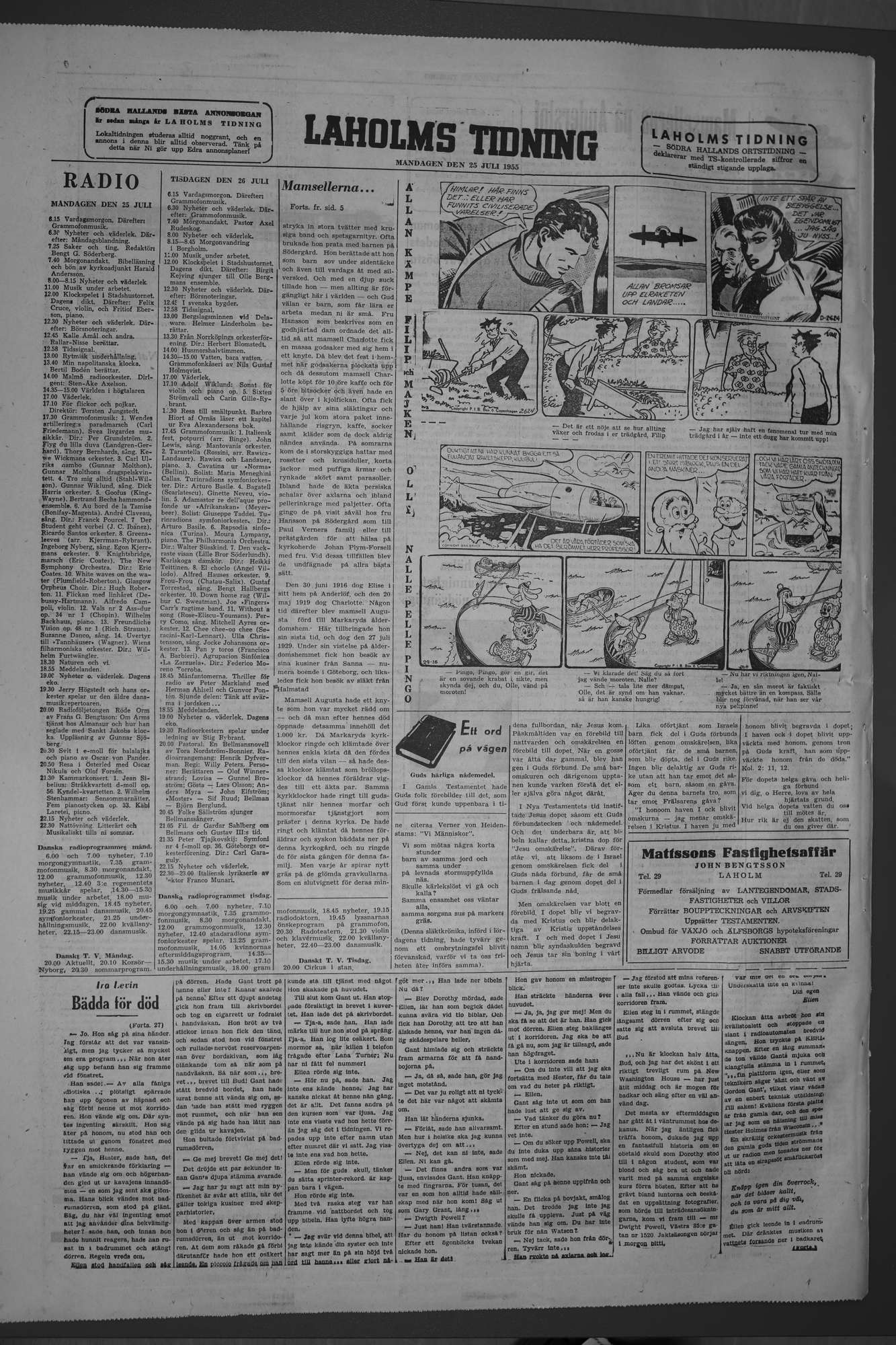 Laholms Tidning Måndag 25 juli 1955, sida 8