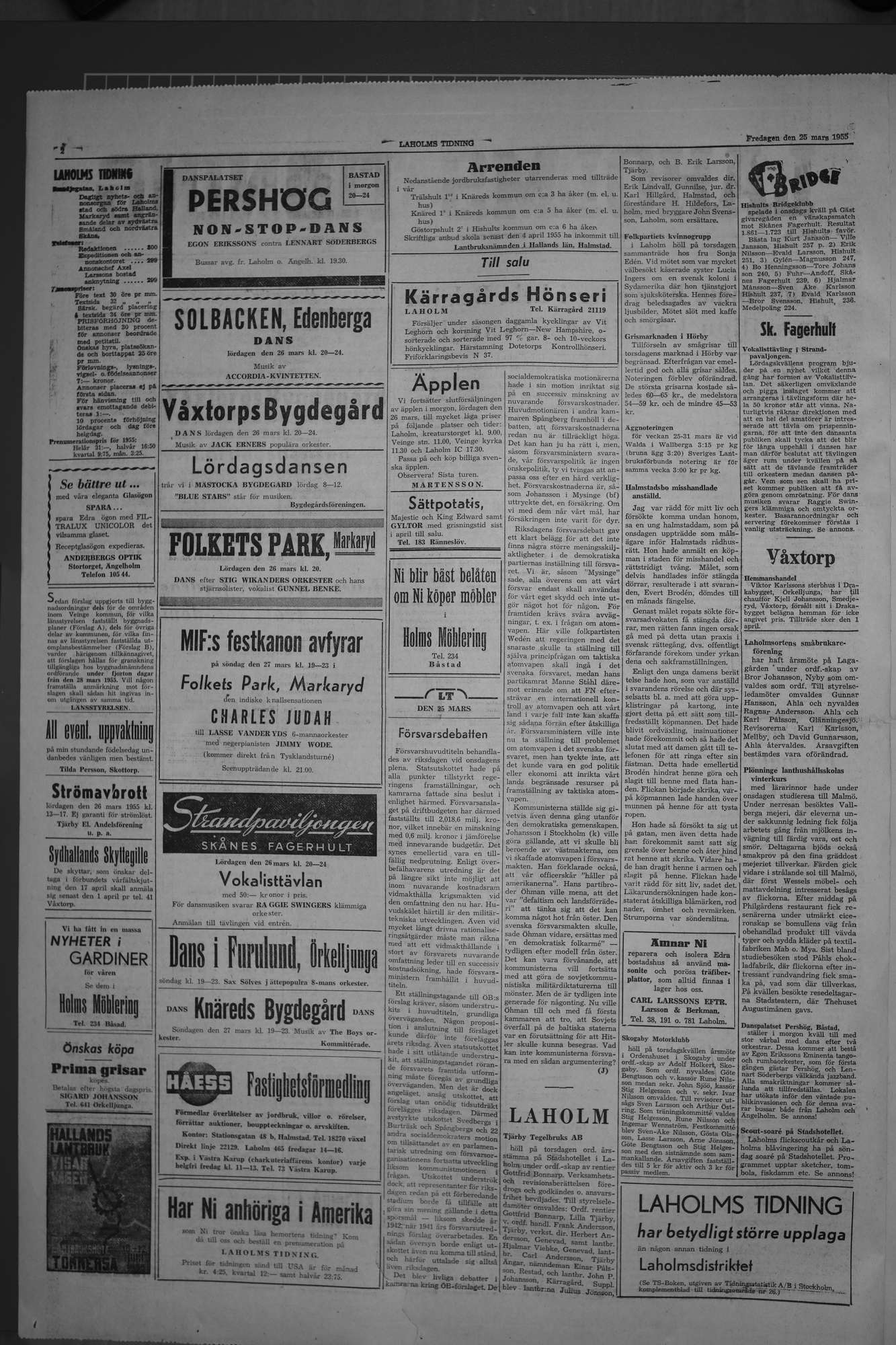 Laholms Tidning Fredag 25 mars 1955, sida 2