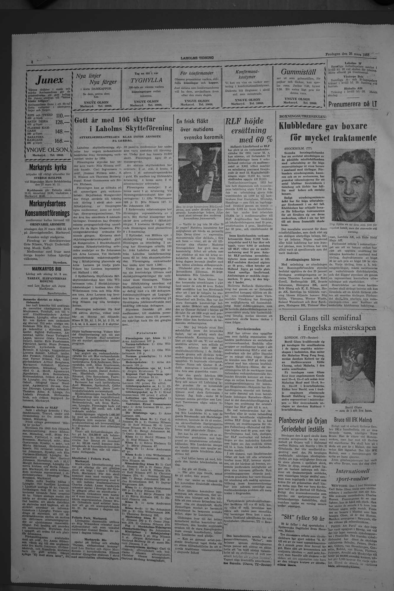 Laholms Tidning Fredag 25 mars 1955, sida 4