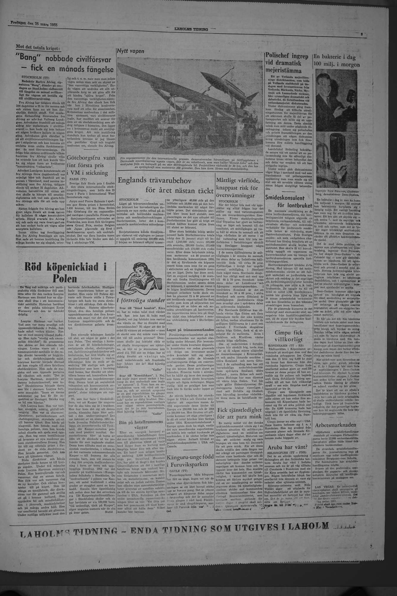 Laholms Tidning Fredag 25 mars 1955, sida 5
