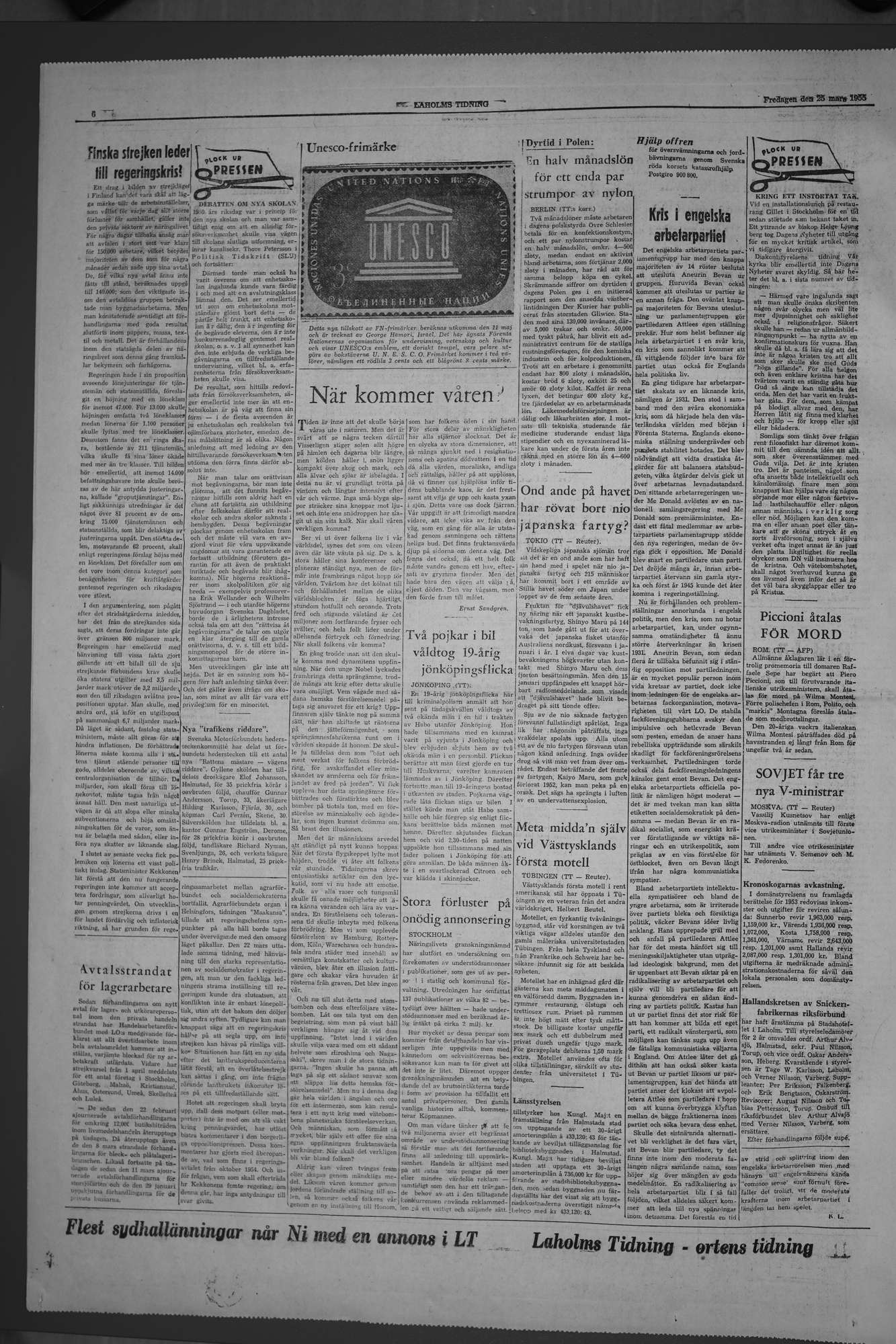 Laholms Tidning Fredag 25 mars 1955, sida 6