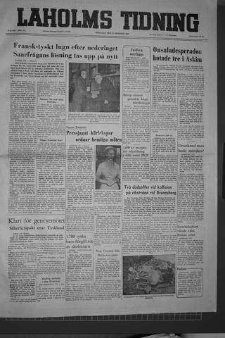 Förstasidan, Tisdag 25 oktober 1955