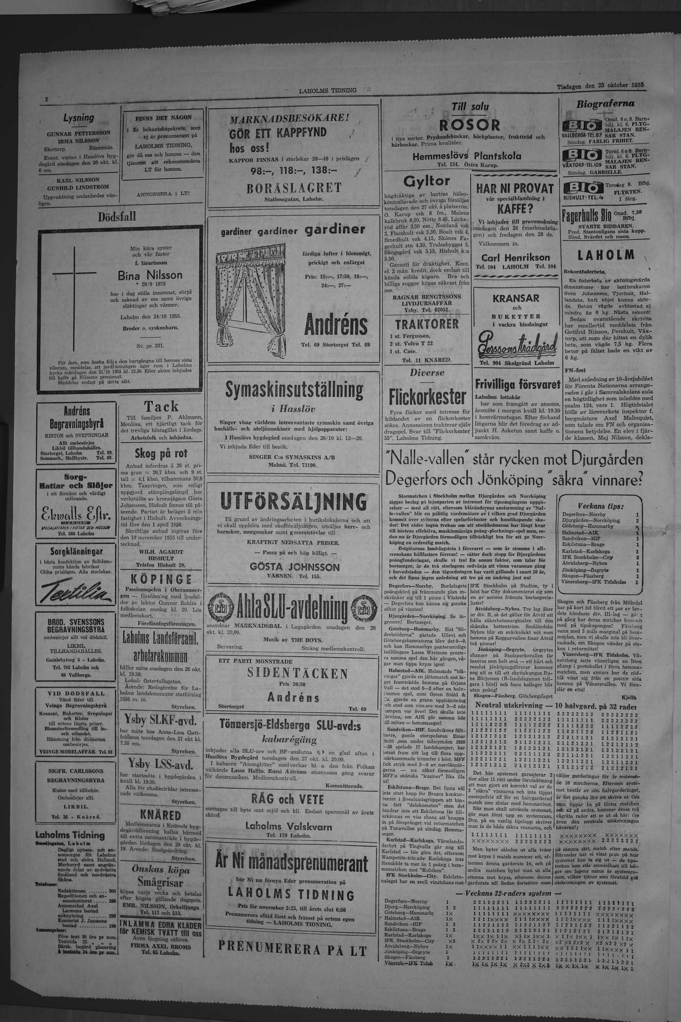 Laholms Tidning Tisdag 25 oktober 1955, sida 2