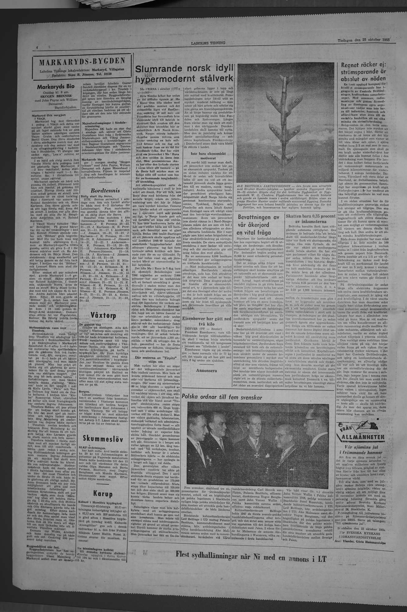 Laholms Tidning Tisdag 25 oktober 1955, sida 4