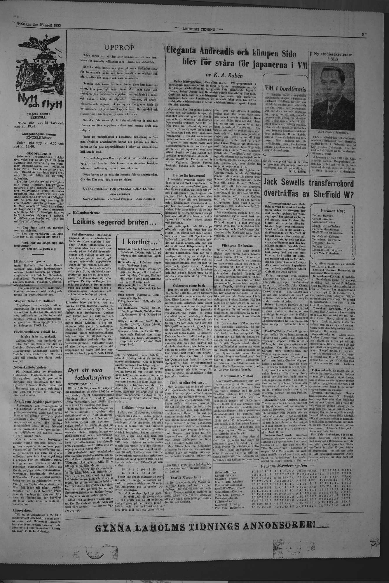 Laholms Tidning Tisdag 26 april 1955, sida 5