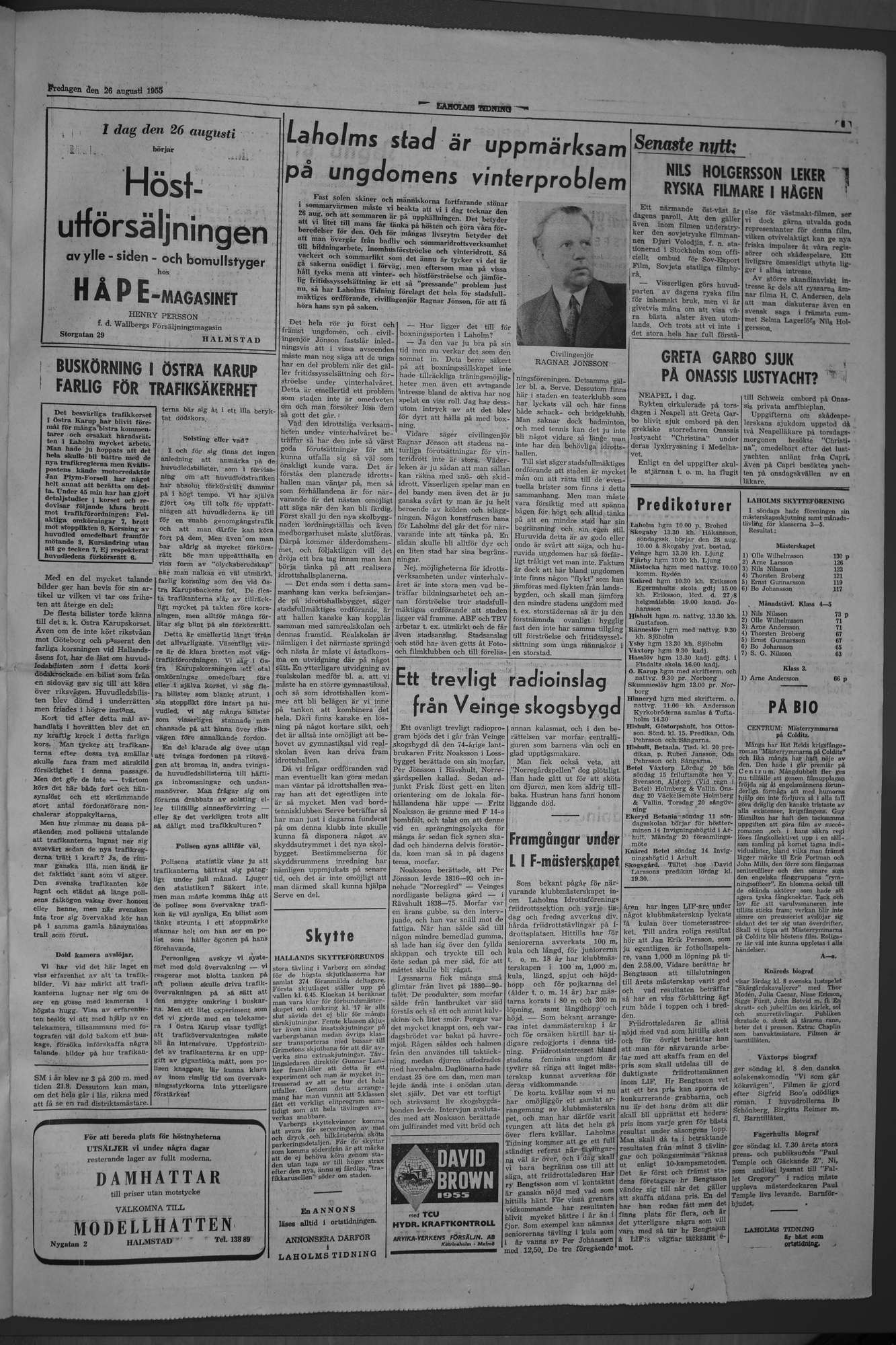 Laholms Tidning Fredag 26 augusti 1955, sida 3