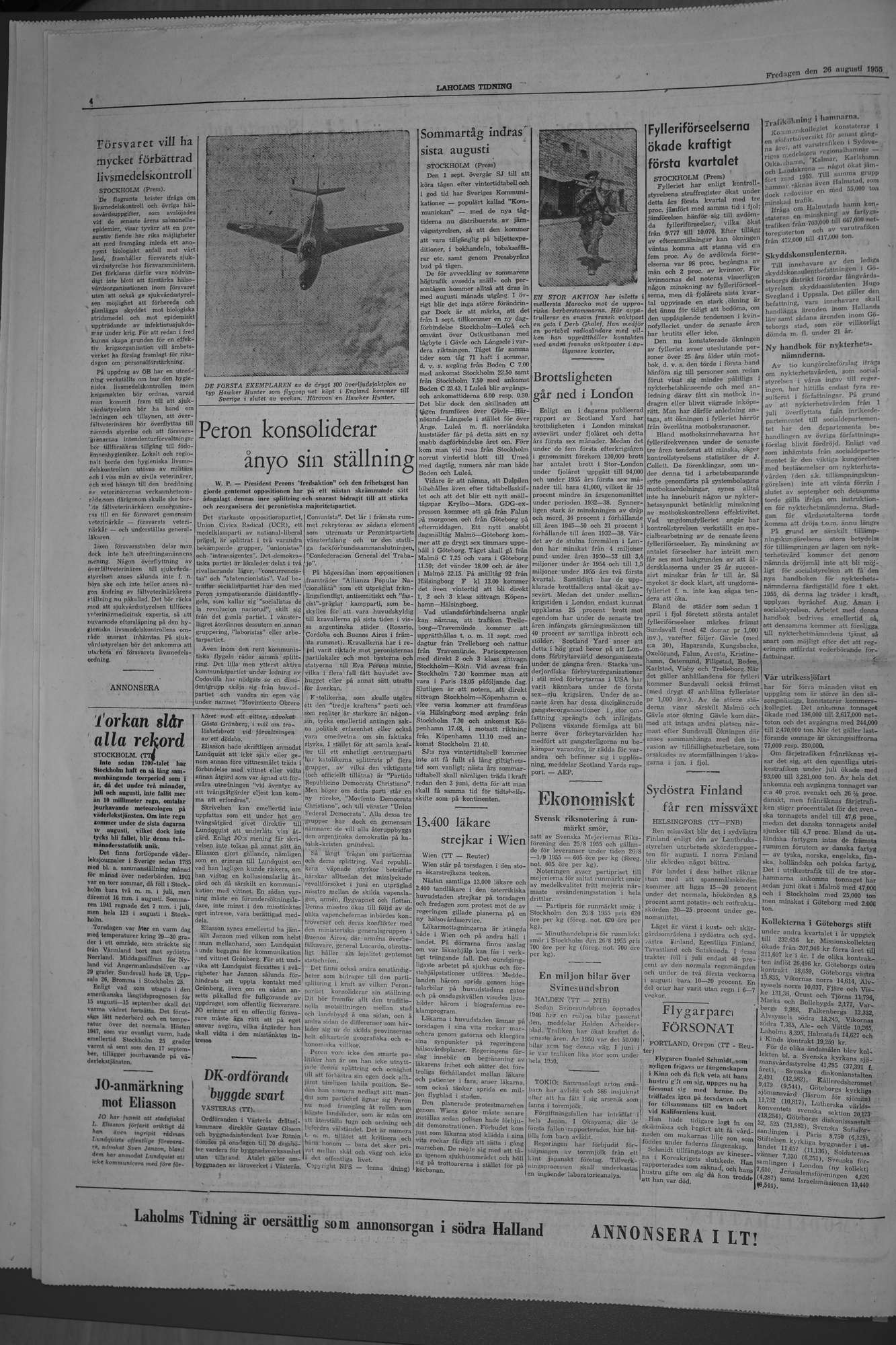 Laholms Tidning Fredag 26 augusti 1955, sida 4