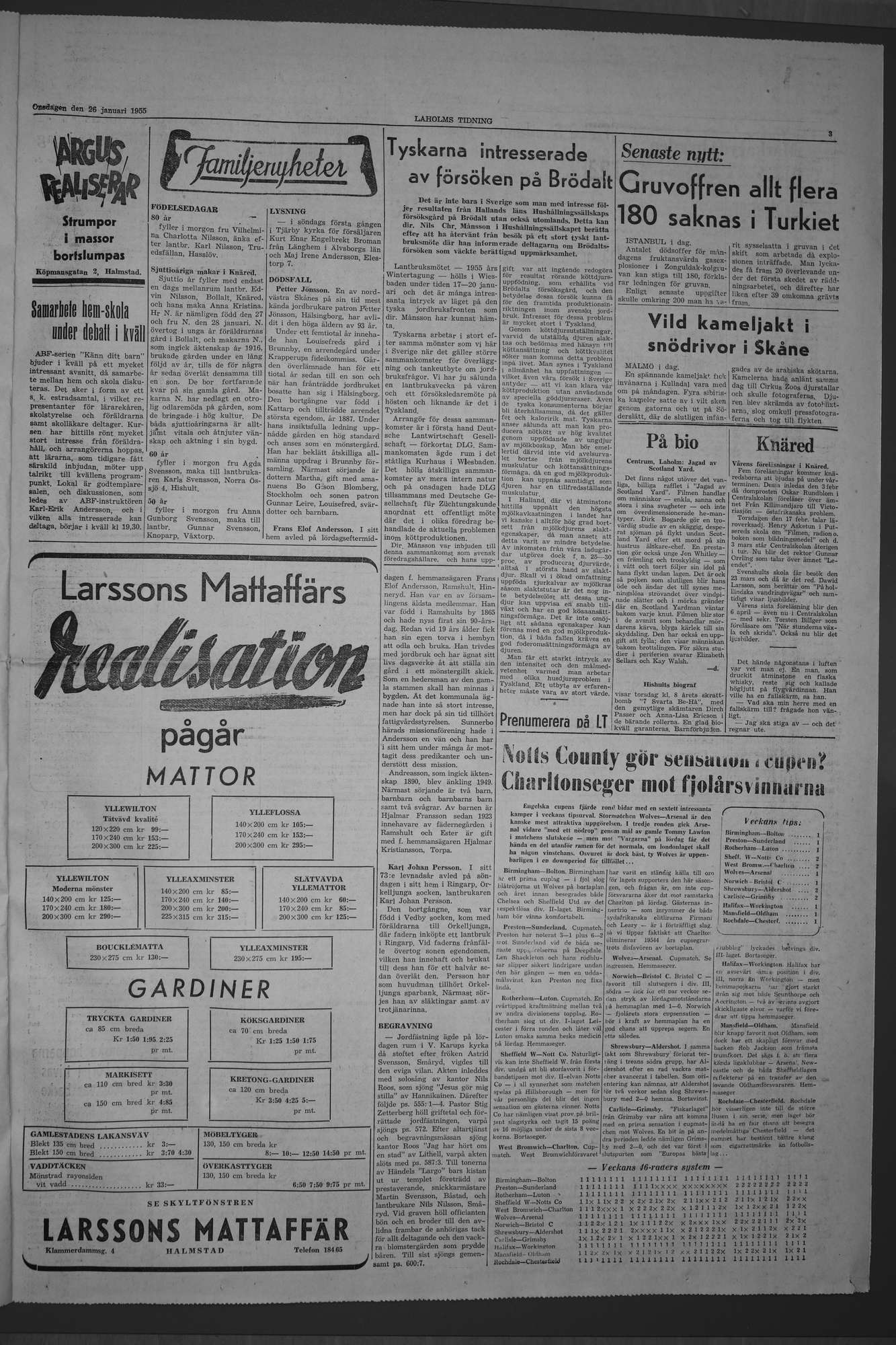 Laholms Tidning Onsdag 26 januari 1955, sida 3