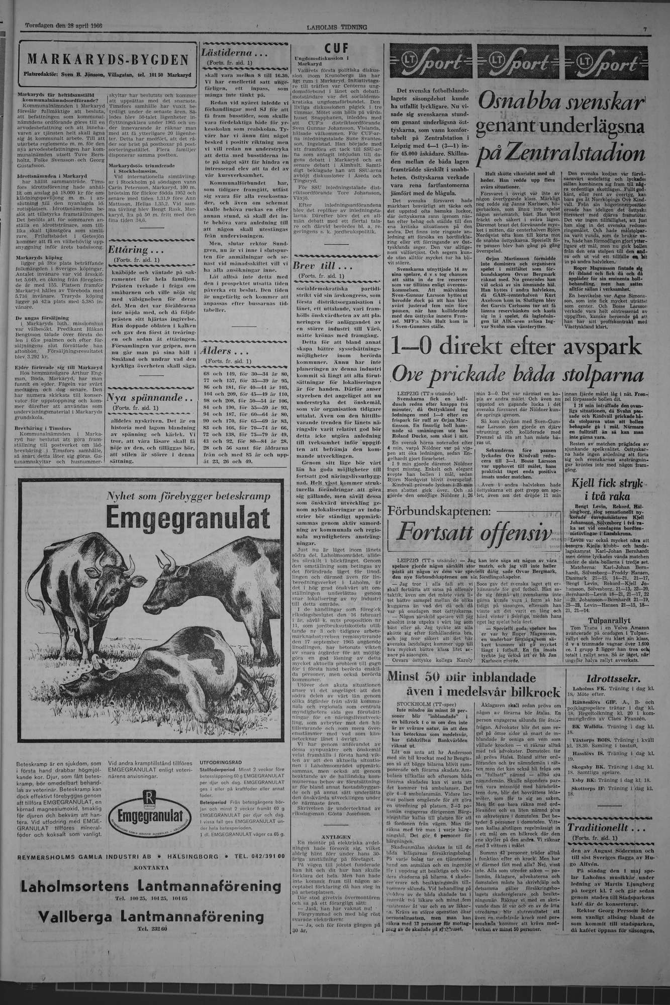 Laholms Tidning Torsdag 28 april 1966, sida 7