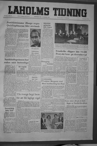 Förstasidan, Onsdag 26 oktober 1955