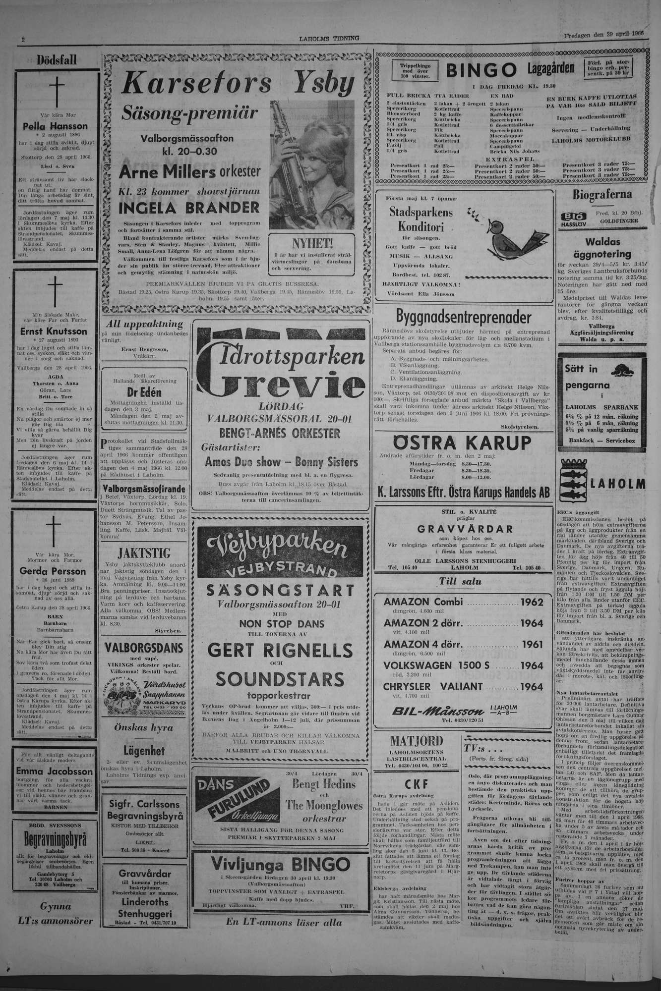Laholms Tidning Fredag 29 april 1966, sida 2